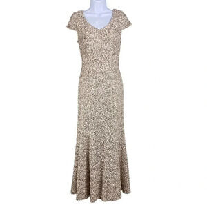 Alex Evenings Womens Sz 6 Long Cap Sleeve Fit & Flare Dress Sequin Detail Formal